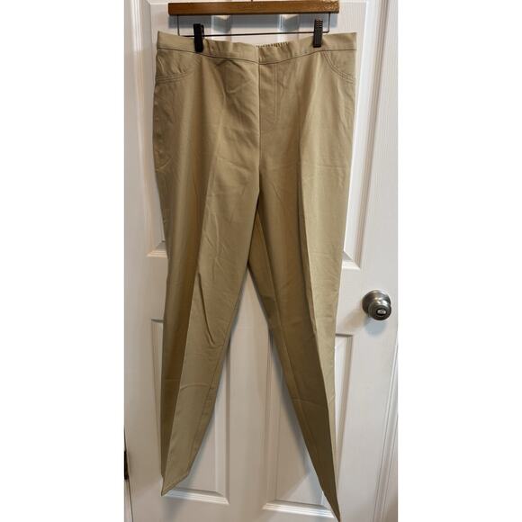 Isaac Mizrahi 18W Khaki Pants A266247 Back Pockets Elastic Back Waist Flat Front - Picture 6 of 11